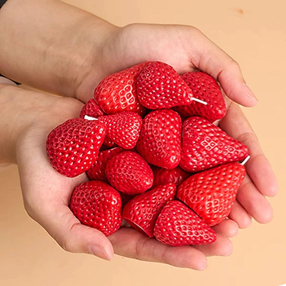 3D Strawberry Aromatherapy Candle Silicone Mold DIY Handmade Romantic Scented Candle & Plaster Craft Molds Valentine's Day Decor