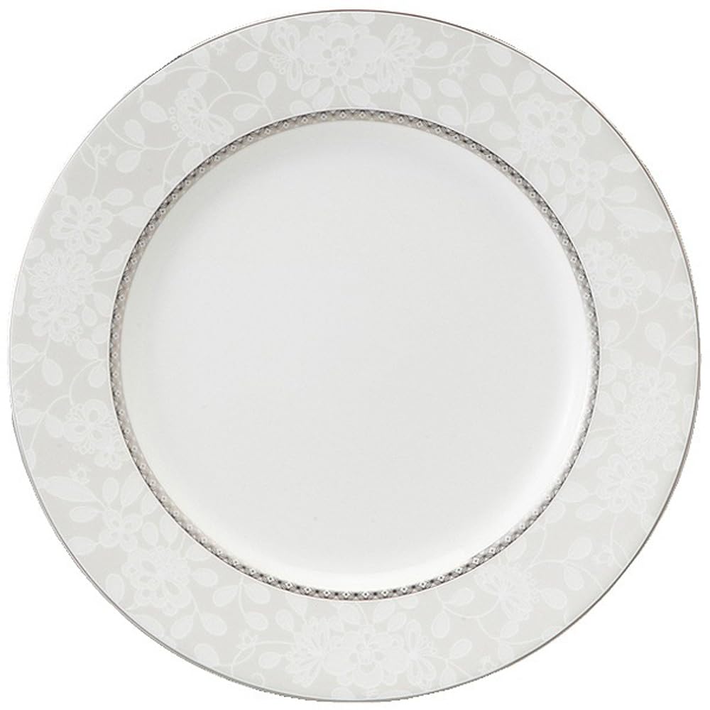 

NARUMI Milano Bianca Plate, 21cm, White, with a Floral and Plum Blossom Design, Cute and Stylish, Flat Plate, 51461-1086P
