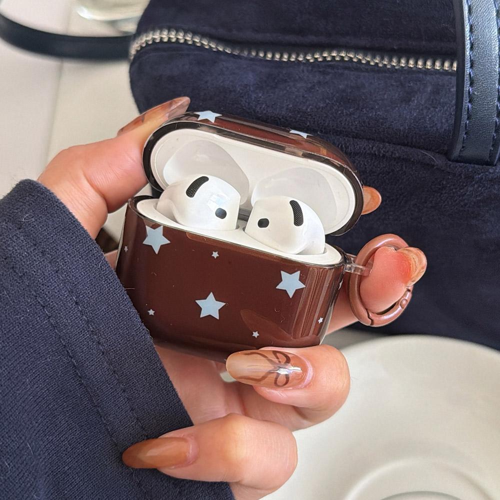 Lovely Transparent Pink, Blue, Brown Star Pattern Tpu Soft Earphone Protection Cover Case for AirPods 1 or 2 3 4 Pro 3 Pro2 Case