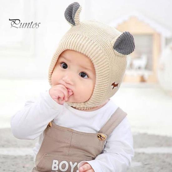 Barn Lue Vinter Pet Cap Strikket Høy elastisitet Holder varmen Ensfarget Øre Decor Småbarn Gutter Jenter Beanie Foto Prop Hodeplagg
