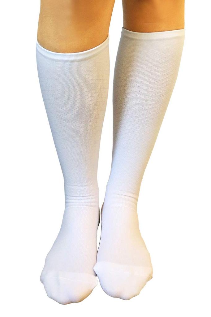Authentic compression socks for firming and reducing diamond 1 sizes Japanese-made women, swelling, white, pattern, pair, 23-25cm.