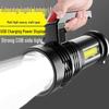 Rechargeable High-Brightness Waterproof Handheld COB Searchlight - Super Bright Long-Range Flashlight for Outdoor Use.