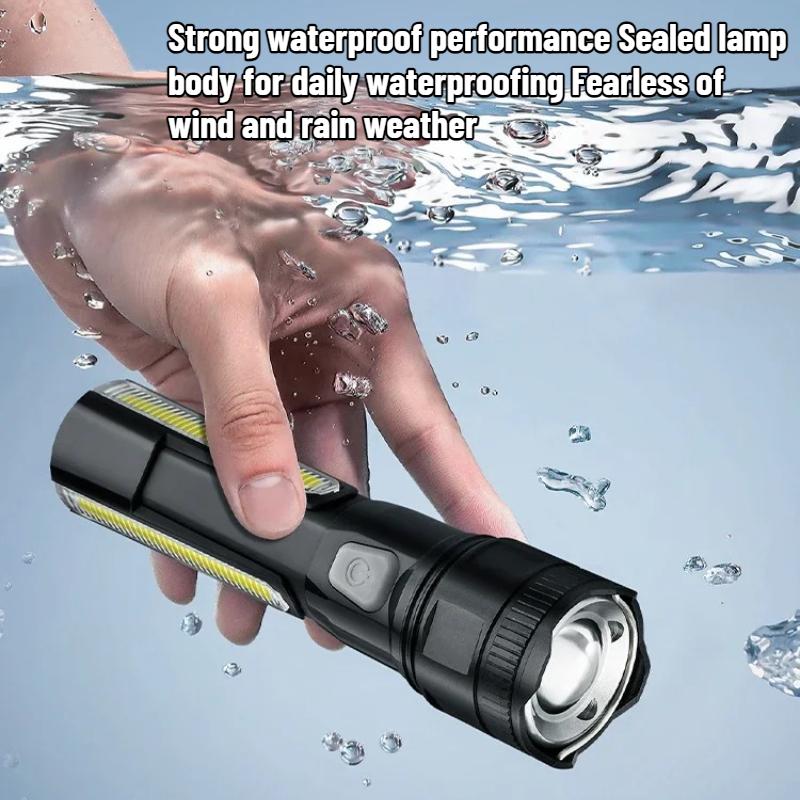 2800mAh Strong Light Outdoor LED Flashlight Rotating Zoom Portable Rechargeable LED COB Camping 5 Modes Multi Functional Lantern