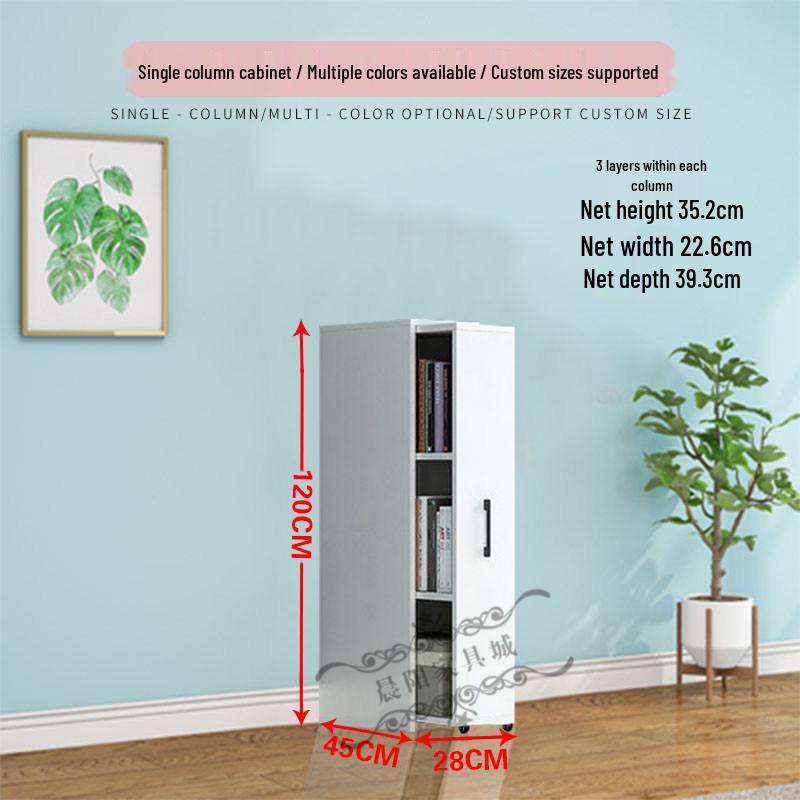 Compact Sliding Dustproof Bookshelf with Wheels and Hidden Gap Storage
