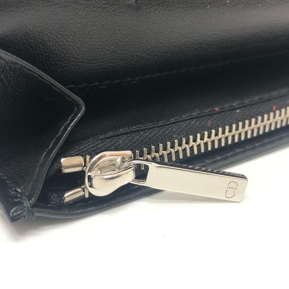 Dior Punching of League Bifold Long Wallet Leather Black/SilverHardware