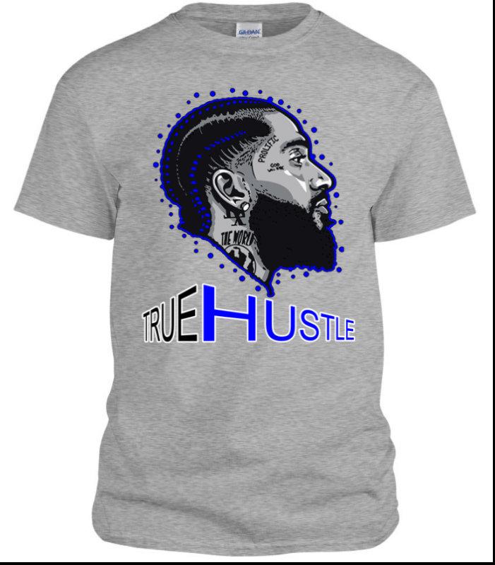 2025 Summer True Hustle Nip Nipsey Hustle Pattern T-shirt Pure Cotton Printed Men's Women's Street Fashion T-shirt Short Sleeve