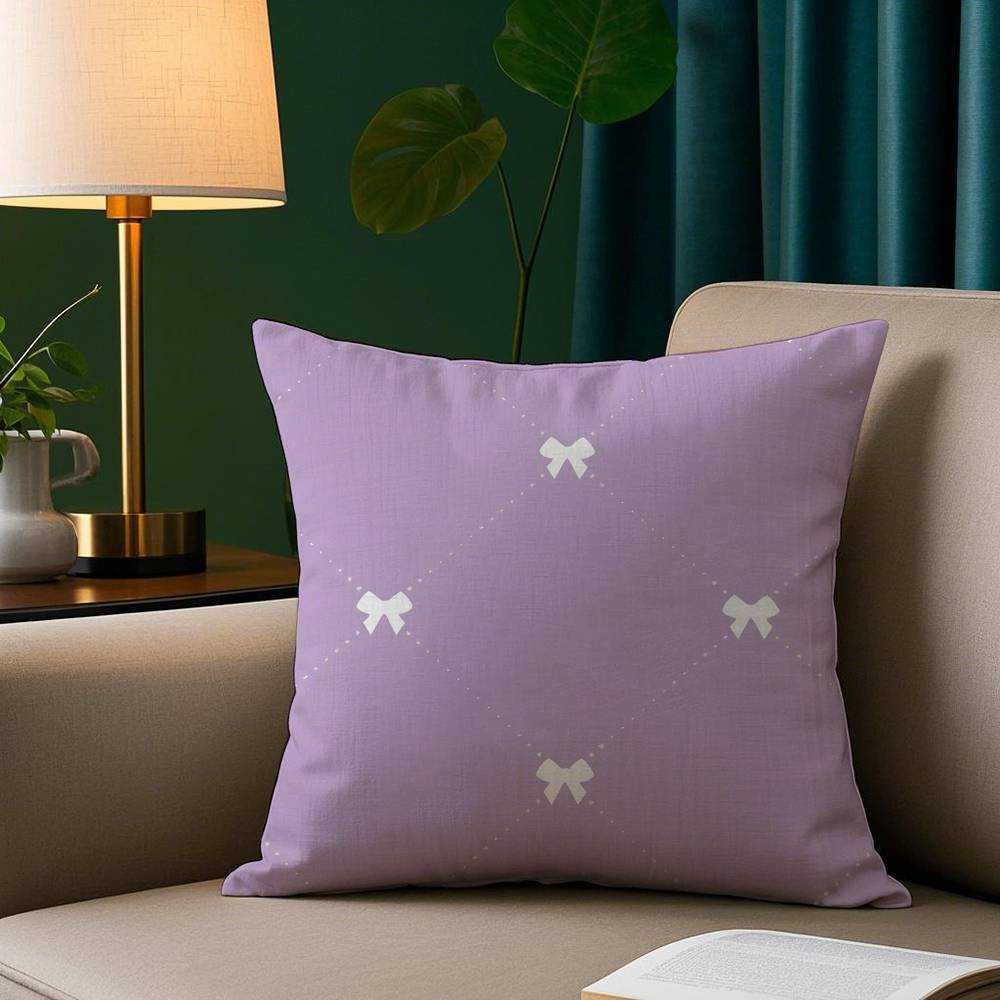 Purple bow Pillow Case Short Plush Print Cushion Cover Square Throw Pillow Covers Sofa Home Decor 40x40cm 16x16in