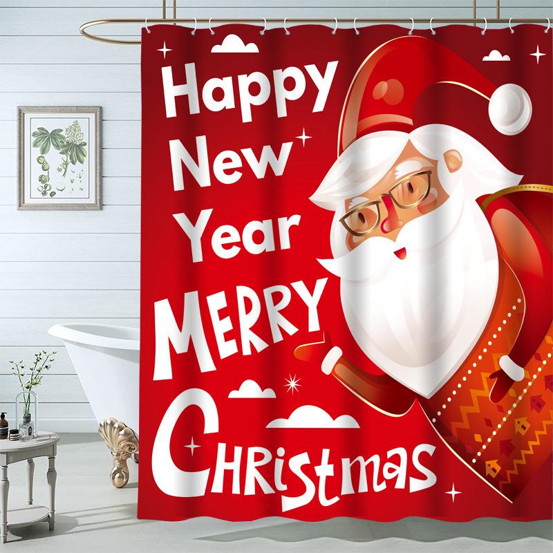 Buy Christmas Shower Curtain Polyester Digital Print Shower Curtain