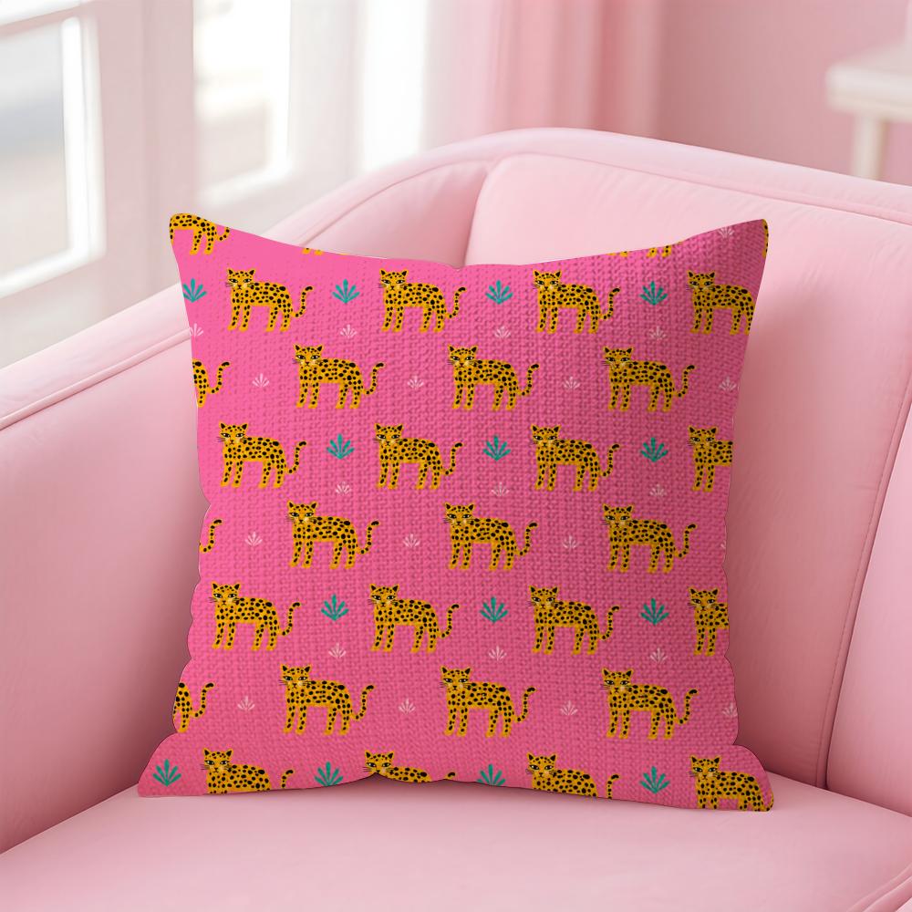 Geometric Animal Pattern Cushion Cover Natural Linen Organic Fabric DoubleSided Printing Sofa Home Decor Gift Pillow Case 30x30cm
