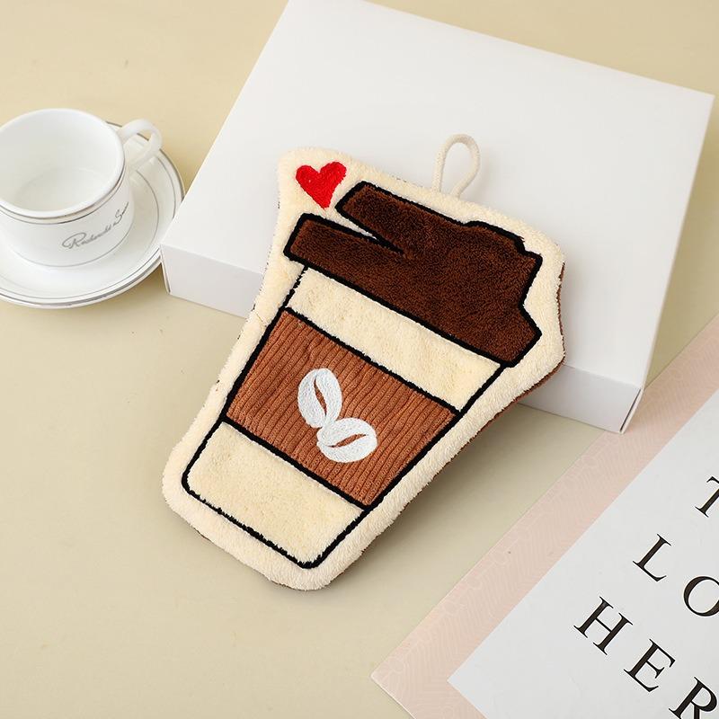 Kids Cartoon Hand Towel Coral Fleece Thick Hanging Towel for Kitchen Bathroom Soft Absorbent Washcloth Children Gift Set with Loop