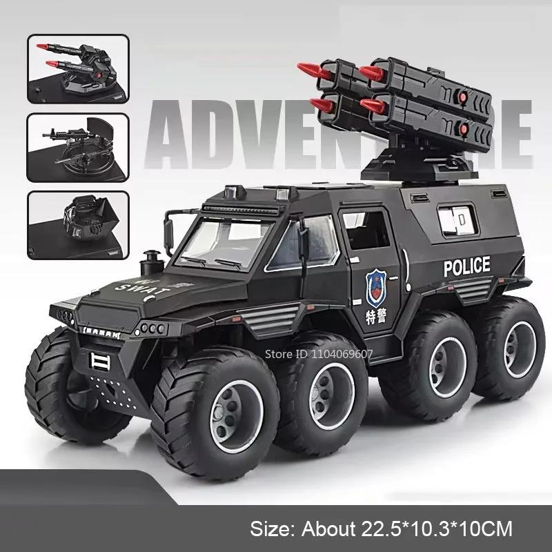 

1:24 Scale Avtoros Spinosaurus Armored Vehicle Model Toys Metal Diecast Sound Light Doors Opened Pull Back for Children Gifts
