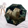 Owl  Pattern, Automatic Folding Umbrella, Portable and Foldable Design, 8 Ribs, a Christmas or Birthday Gift.