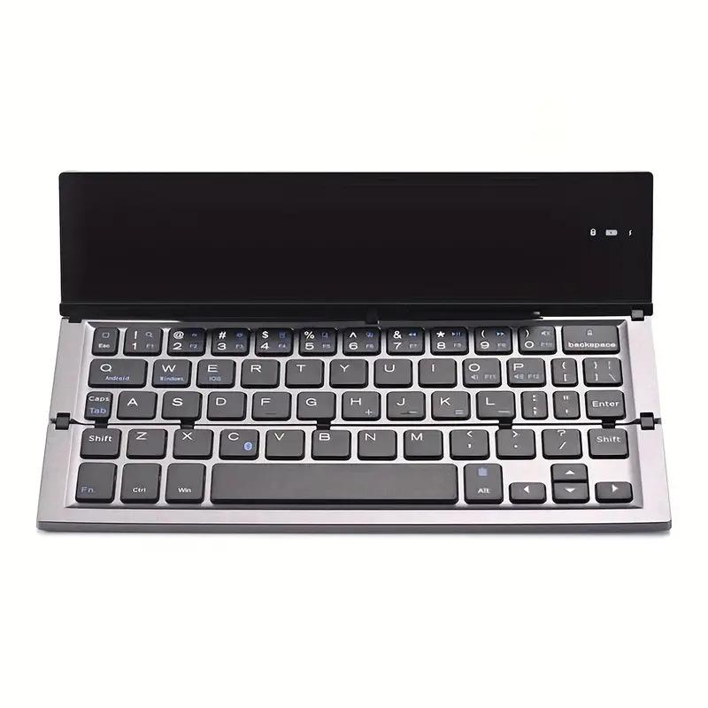 Compact Foldable Bluetooth Keyboard - Silent, Rechargeable, and Portable for Mobile Phones & Tablets
