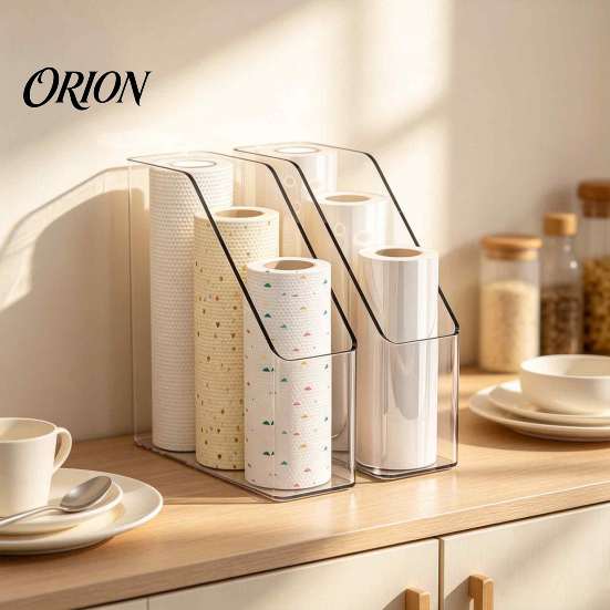 Multipurpose Storage Bins Kitchen Cling Film Organizer, Space Saving Durable Box, Large Dorm Room Essentials Capacity Vertical Bin, for Food Foil And