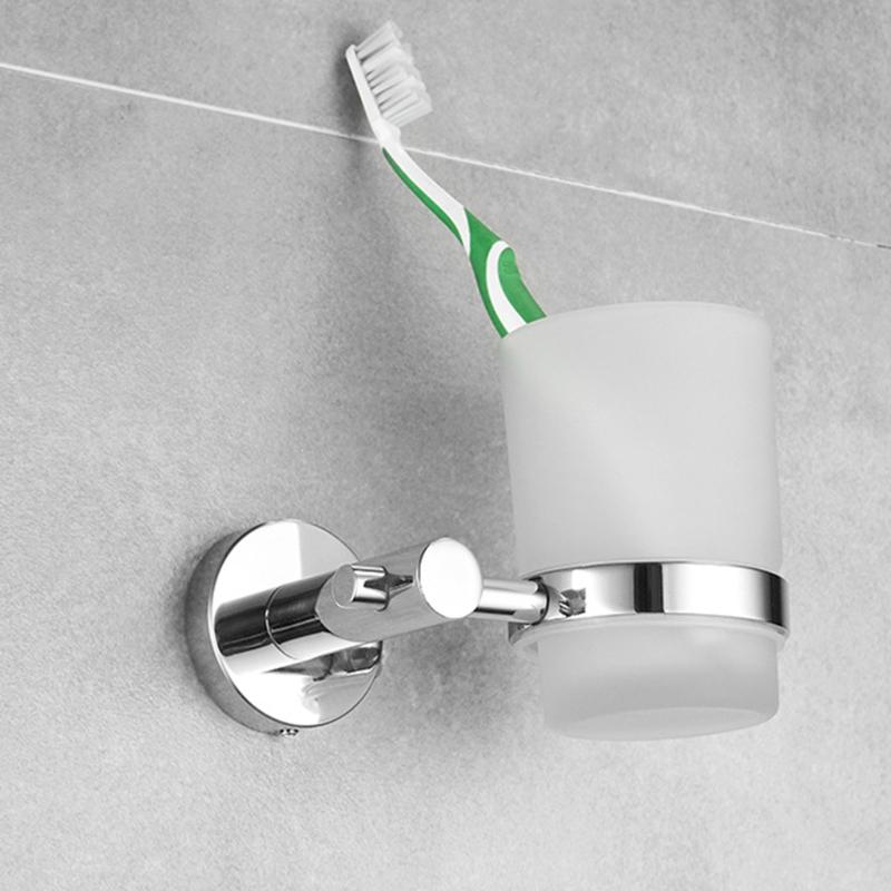 Stainless Steel Toothbrush Holder Rinsing Cup Drinking Glass Toothbrush Mug Hanger Toothpaste Holder Bathroom Accessory