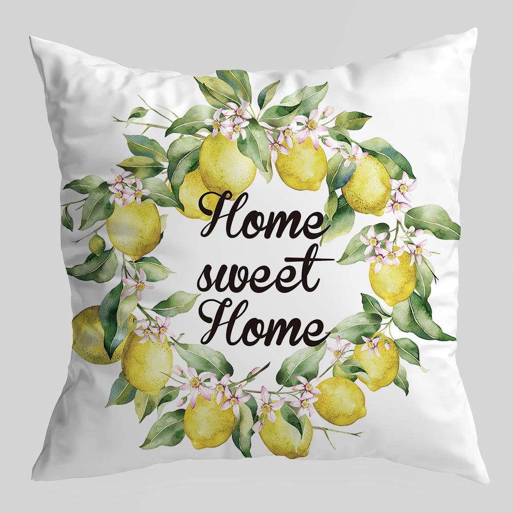 New Lemon Series Pillowcase, Plant Truck, Peach Skin Velvet Printed Pillow, Office Lumbar Cushion Cover