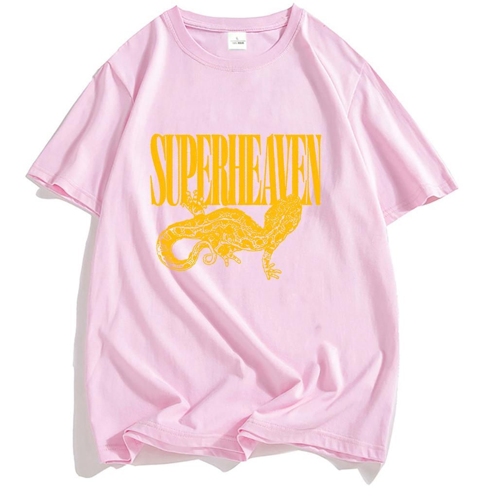 SUPERHEAVEN Salamander T-Shirt Sommer Herren Damen Kleidung Kurzarm Baumwoll-T-Shirt Rockband Hip Hop Streetwear Druckshirt