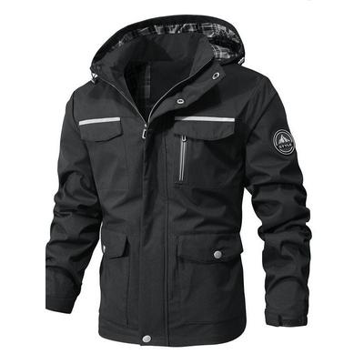 Spring and Autumn New Casual Thin Breathable Medium and Long Jacket, Men's Hooded Multi-pocket Trench Coat
