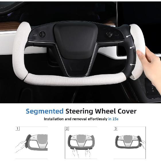 Steering Wheel Cover For Tesla Yoke Steering Wheel Cover Zied For Tesla Model S -Present/Model X -Present Accessories,Anti-Slip,Comfortable