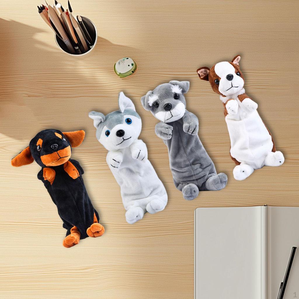 4 Pieces Dog Doll Pencil Cases Cosmetic Bags Cute Purses Animal Pouches for Children Boys and