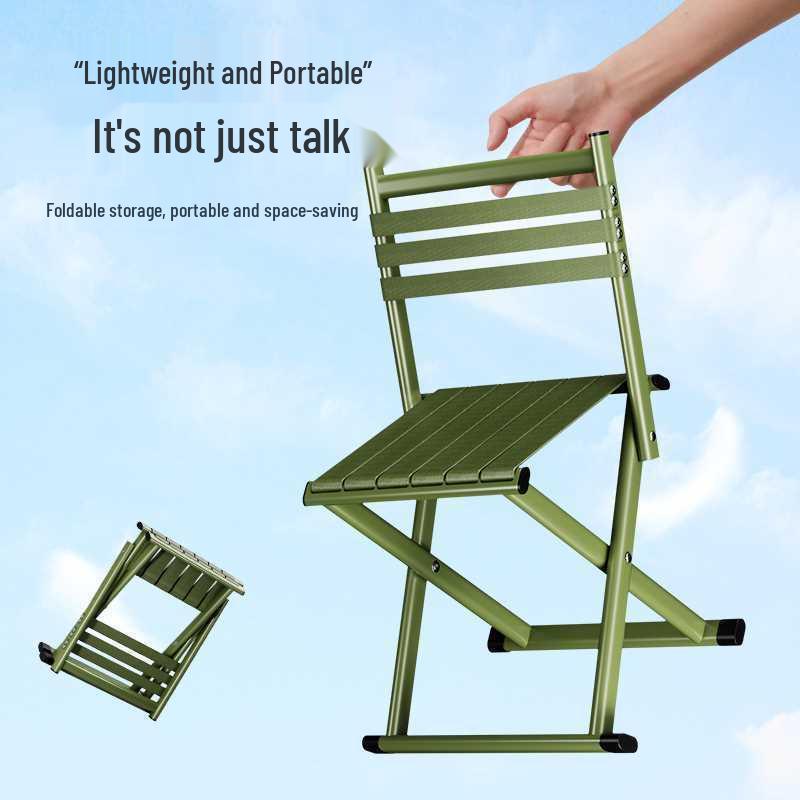 Ultralight Outdoor Folding Stool with Backrest - Dual-Use for Fishing, Camping, and Barbecue