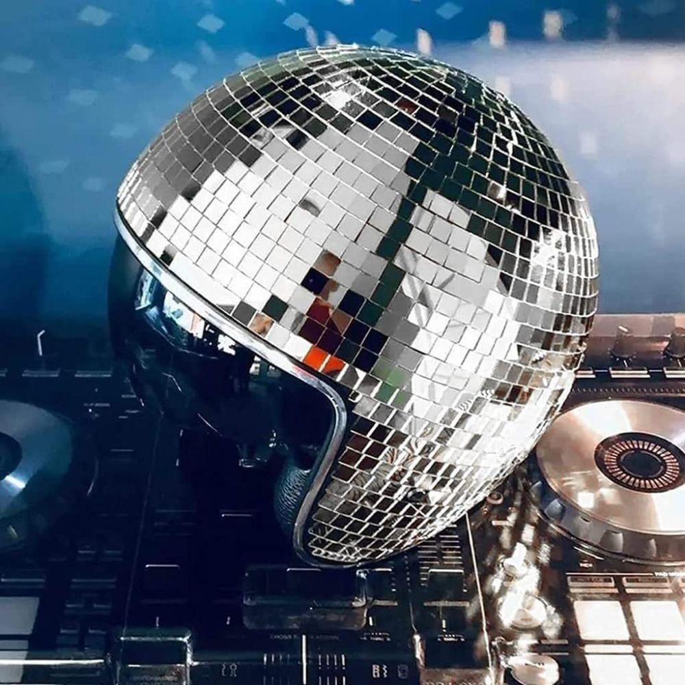 Stunning Light Effects Glitter Mirror Helmet Retractable Flip Visor Helmet  Music Festivals