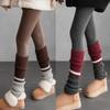 2pairs American Retro Cashmere Color Blocking Long Sock Winter Warm Knitted Leg Warmers for Women Lolita JK Boot Cover Stockings