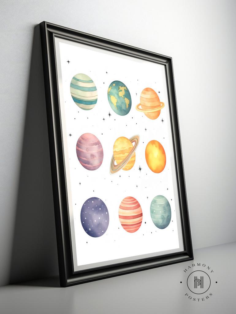 Gwiezdne Odkrycia: Plakat Małego Astronoma Gwiezdne Odkrycia: Plakat Małego Astronoma, 50X70 Cm, Rama Drewniana Jasny Dąb, Papier Matowy 230 Gsm