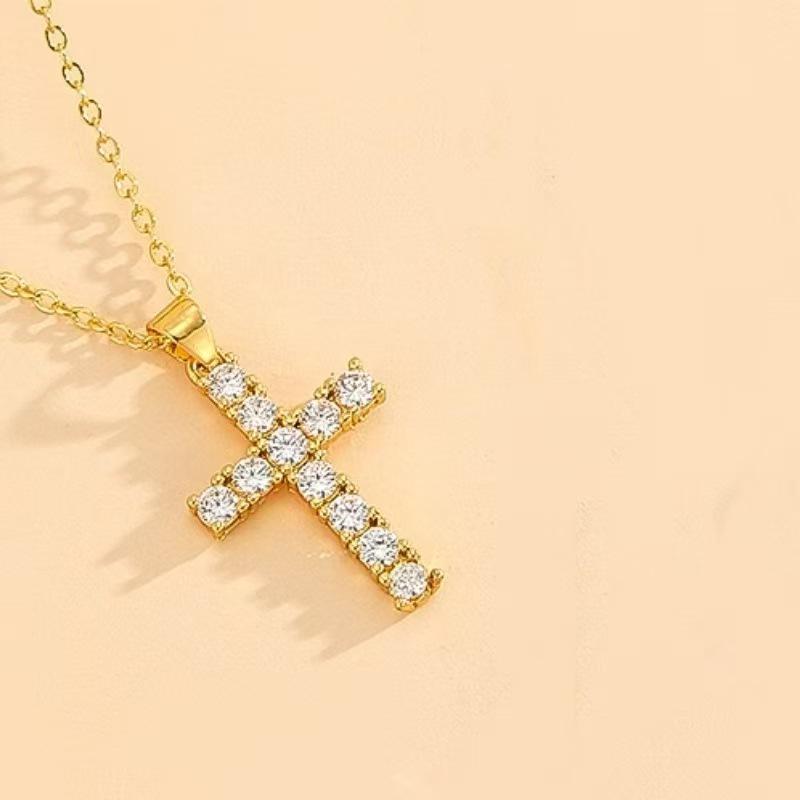 Elegante Kreuz Zirkonia Schlüsselbein-Halskette für Damen: Modisches Nischen-Design mit High-End-Gefühl