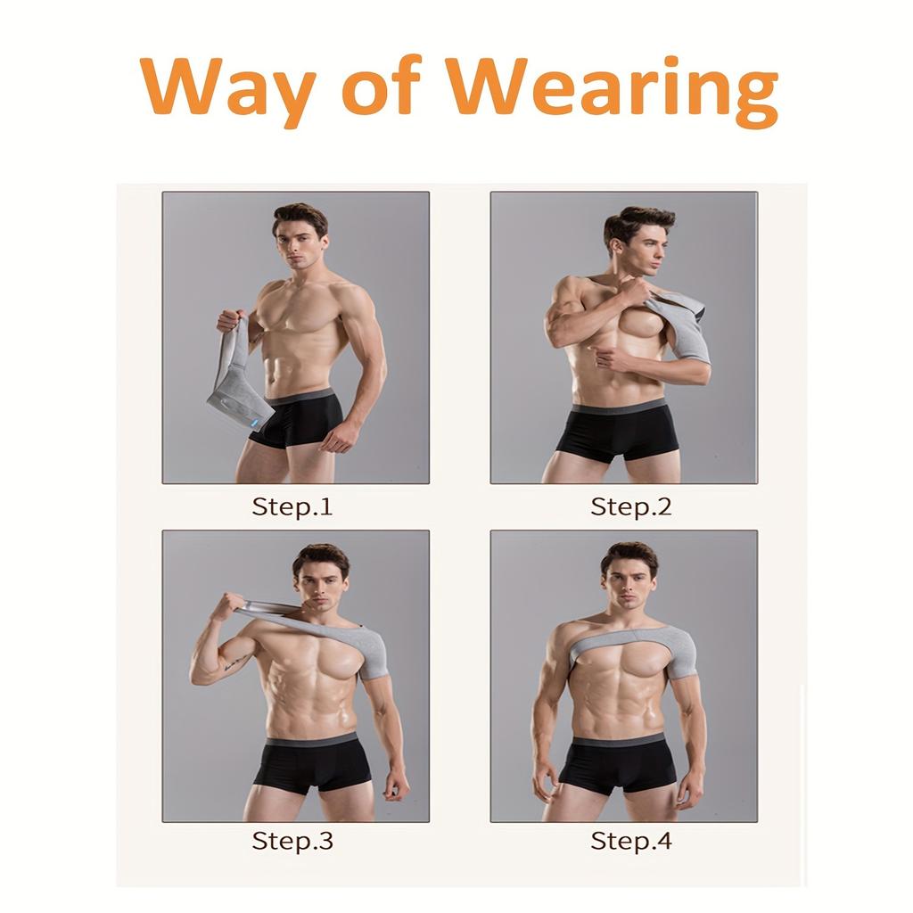 Adjustable Shoulder Brace, Neoprene Single Shoulder Back Support, Bamboo Charcoal Fiber Elastic Compression Wrap for Men and Wom
