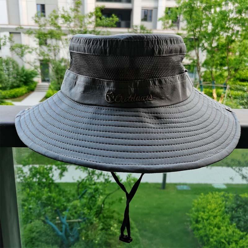 

Sun Protection Fisherman Hat With Large Brim For Outdoor Sunshade And Travel темно-сірий