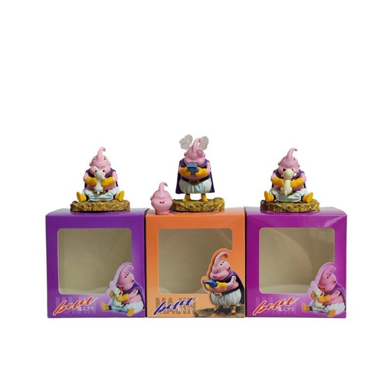Dragon Ball Z Majin Buu Figure Q Version Buu with Dog & Game Console Pvc Collectible Model Doll Toy