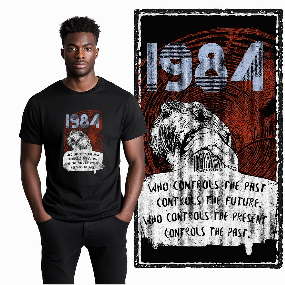 Coolmind X0019 Bavlna velká velikost potisk 1984 Exkluzivní grafické pánské tričko volné s kulatým výstřihem pánské tričko ležérní tričko pro muže trička