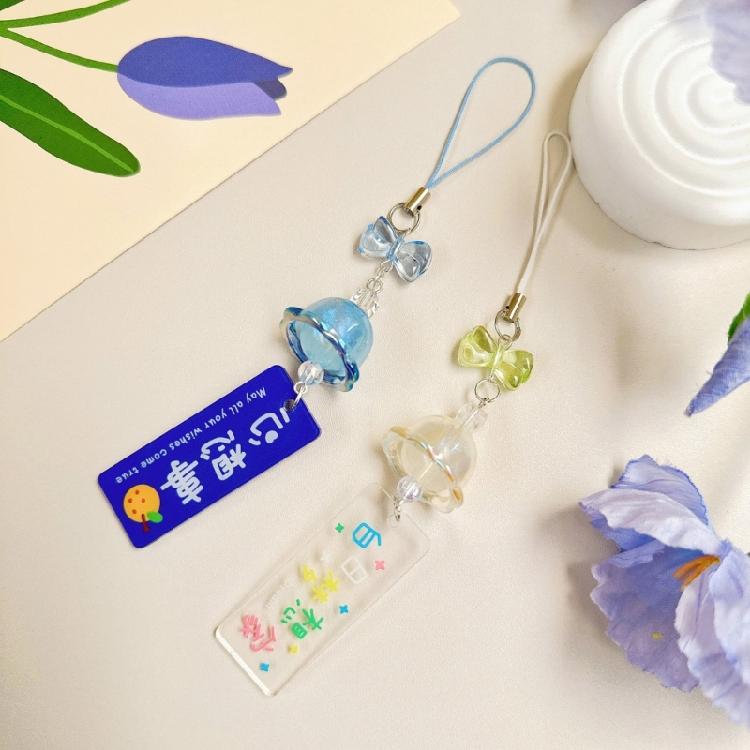 Fashion Butterfly Mobile Phone Charm Fashion Accessory Wind Chime Keyring Bag Pendant Keychain for Phones and Backpacks