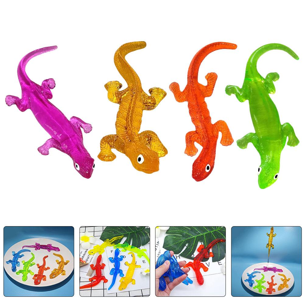 4pcs Toy Stretchy Sticky Props Stretchable Lizard Props Squishy Party Favors Random