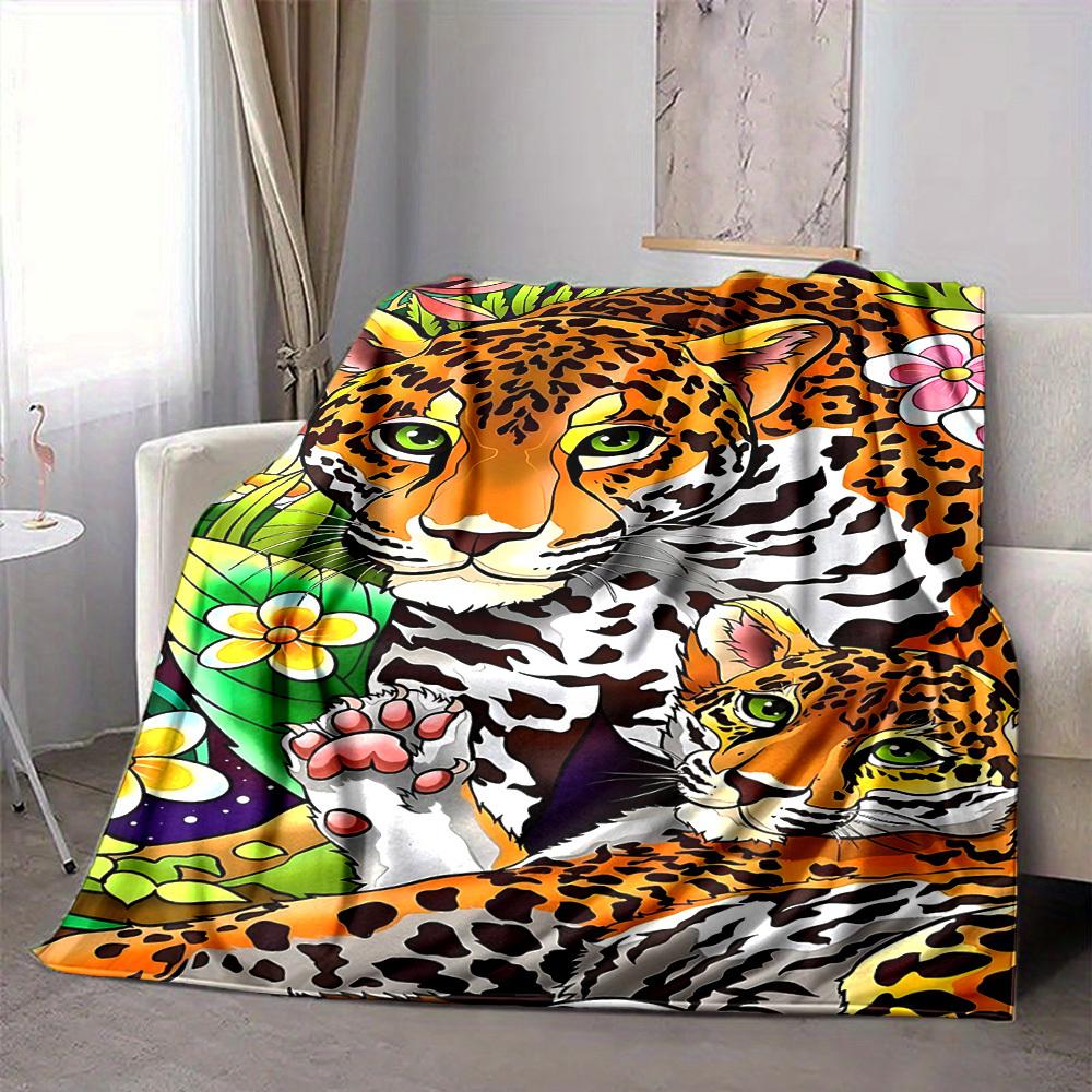 1PC Leopard Print Blanket, Throw For Sofa, Bed, Travel, Camping, Livingroom, And Bed, Printing Blanket With Soft And Warm Fabric Yy250918148