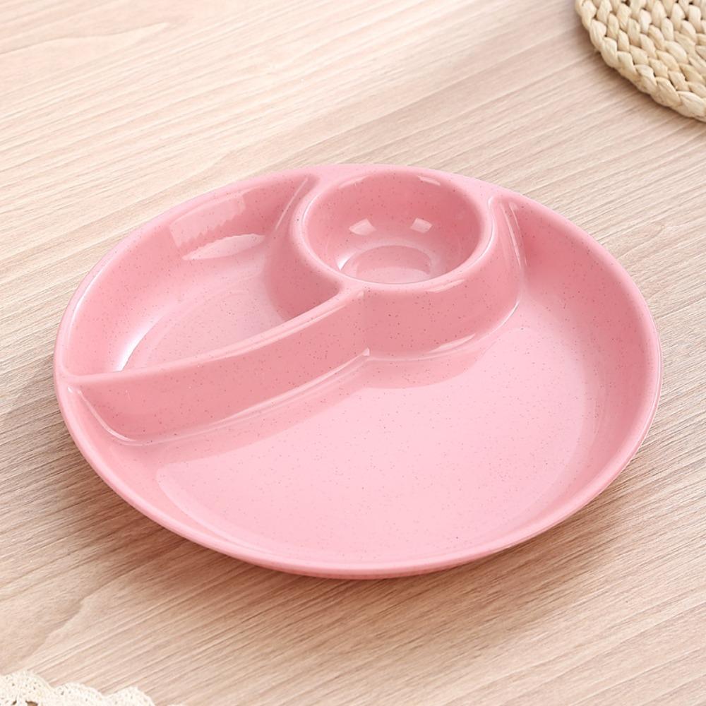 2pcs Household Round Food Plate Microwavable Thickened Divided Dinner Plate Plastic Fruit Serving Tray Salad