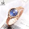 SHENGKE Luxury Rosegold Dial With Rhinestone Women Watches Precise Quartz Watch For Women Original Fashion Design Ladies Clock