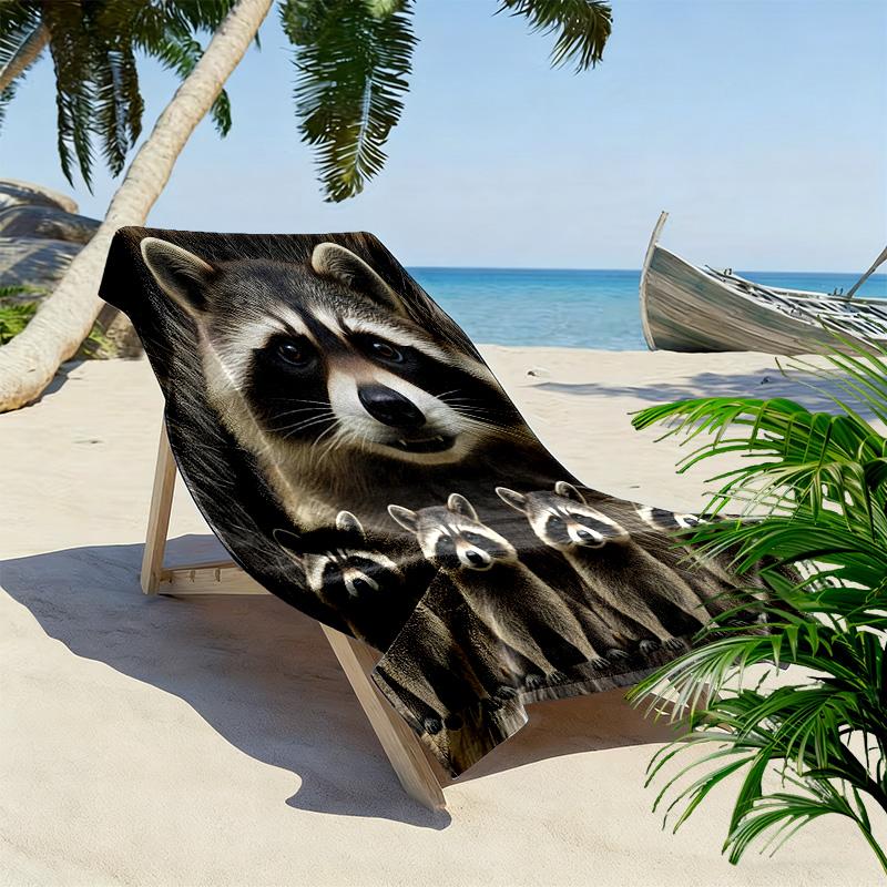 Waschbär und Faultier Druck Strandtuch, Großes Weiches Schnelltrocknendes Handtuch für Strand Camping Schwimmen