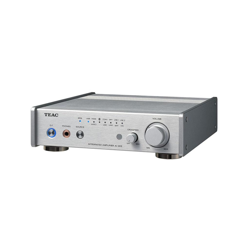 Teac Silver USB Integrated and AI-303-S DAC/Stereo Amplifier/Headphone Amplifier, Compact, Bluetooth, HDMI-CEC, ARC/eARC, MQA, Hi-Res