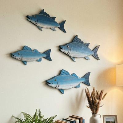 Pesce in Legno Decorazione Murale Nautica Pesce da Spiaggia Rustico Scultura da Appendere a Parete Oceanica Costiera per Cucina Sala da Pranzo Decorazione per la Casa