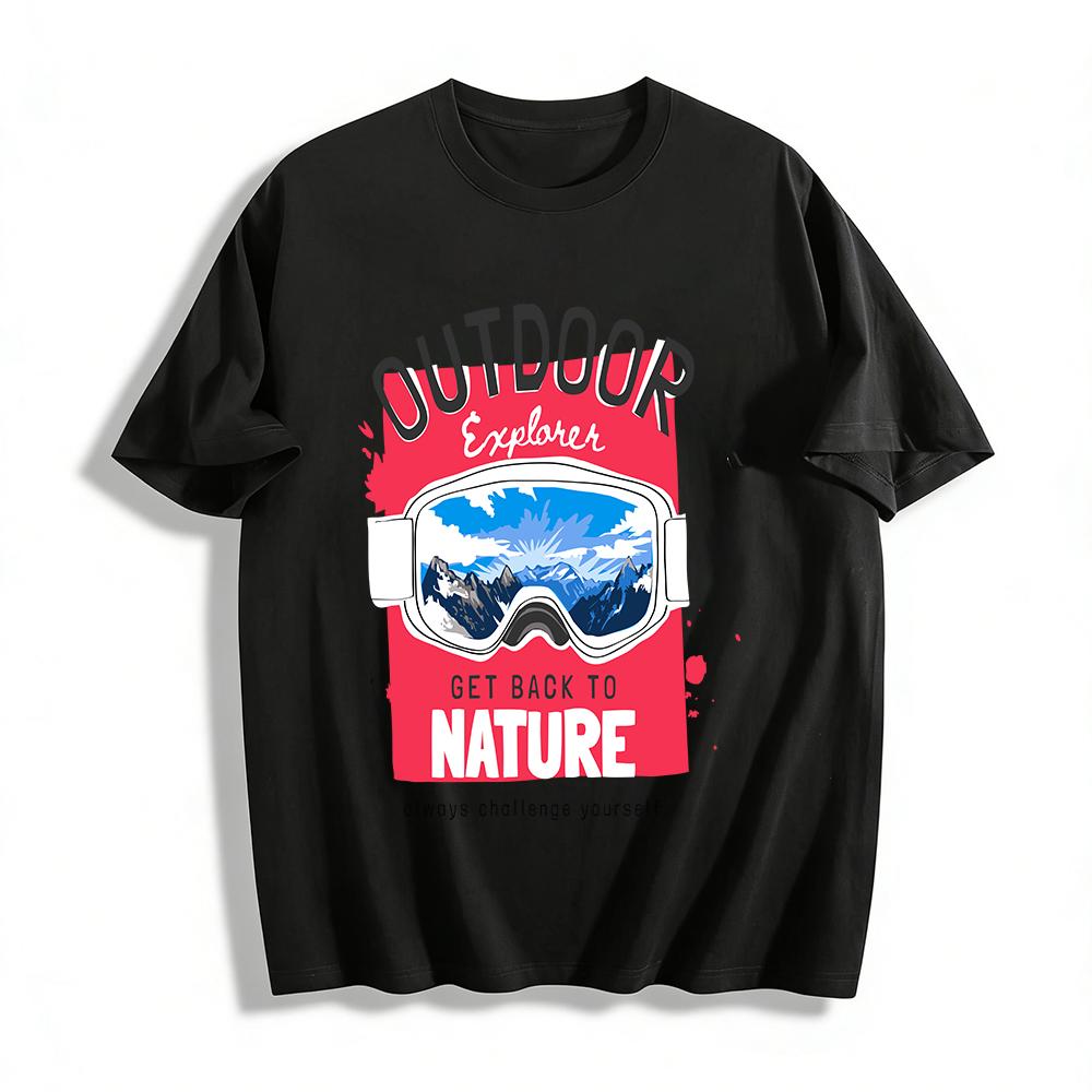 Outdoor Explorer Back To Nature Ski Goggles Graphic Casual Tee Pure cotton T-shirt XXS