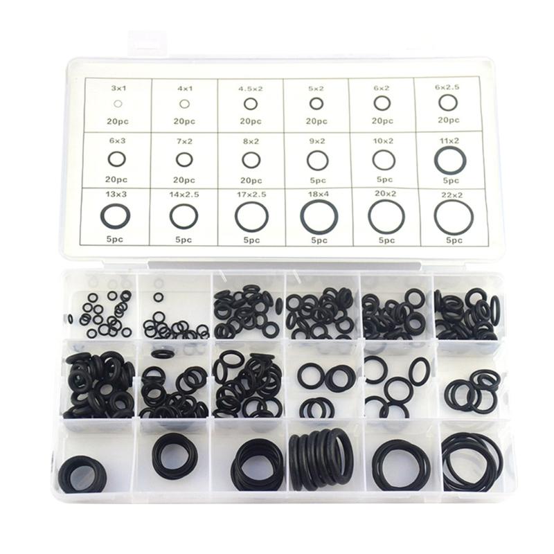 

225pcs Black Rubber Assorted O-Rings Kit Sealing Rings for Machines Connectors Plumbing &Auto Repair Tool Quick Repair 1