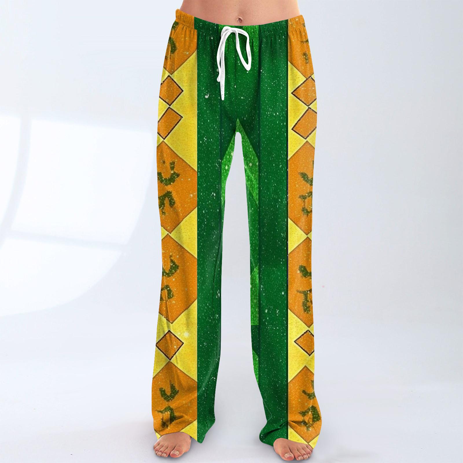 

Женские свободные и повседневные брюки с широкими штанинами с карнавальным принтом, эластичным поясом, кулиской и карманом XL жёлтый