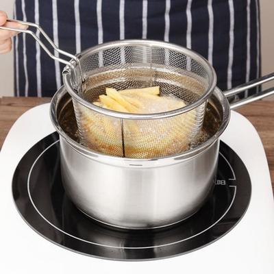 Stainless Steel with Handle Foldable Mesh Net Cooking Tools Food Colander Filter Frying Basket