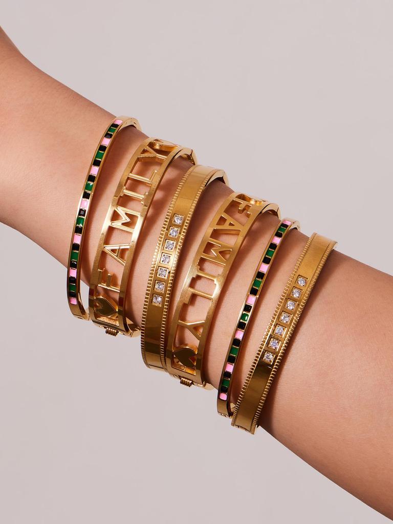 18k Gold-Plated Stainless Steel Bracelet with 5A Zirconia & Hollow Letter Buckle