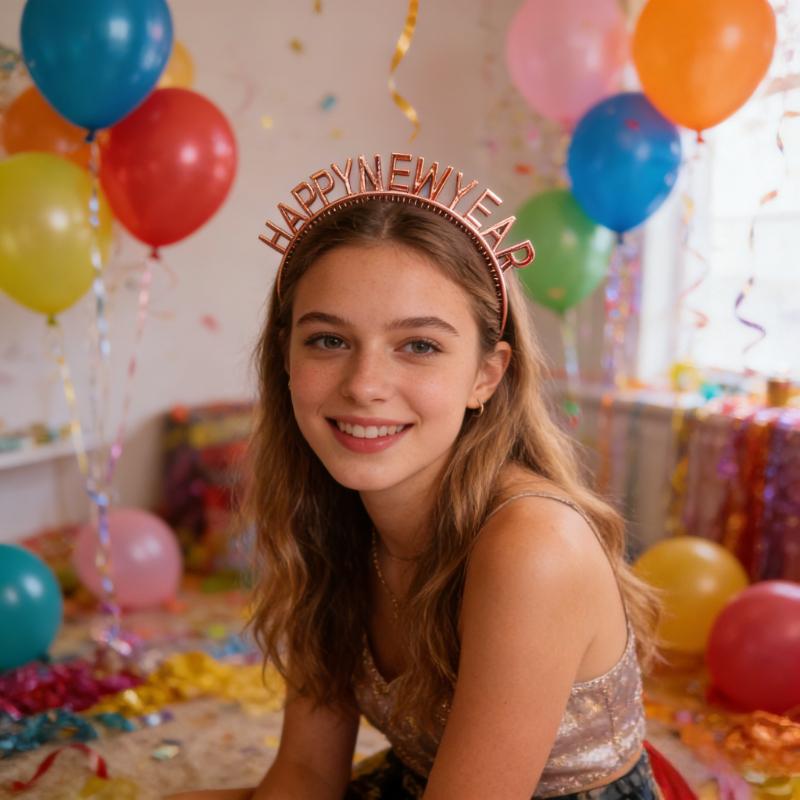 Happy New Year Headbands Letter New Year Eve Hair Hoop Party Headwear for Women, New Year Celebration Photo Prop Festival Decor
