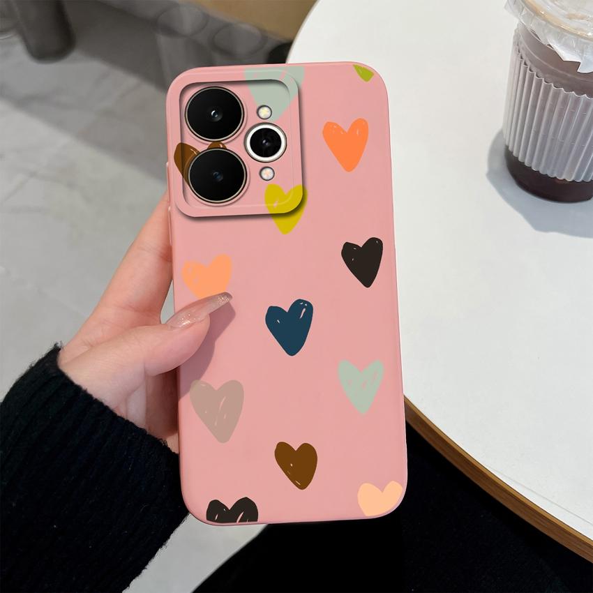 For Realme 15 15T 15X C71 C73 C33 C35 C21Y C25S Note 70 70T Phone Case Fashion Love Heart Patterns Liquid Silicone Protective Shell For Realme Housing