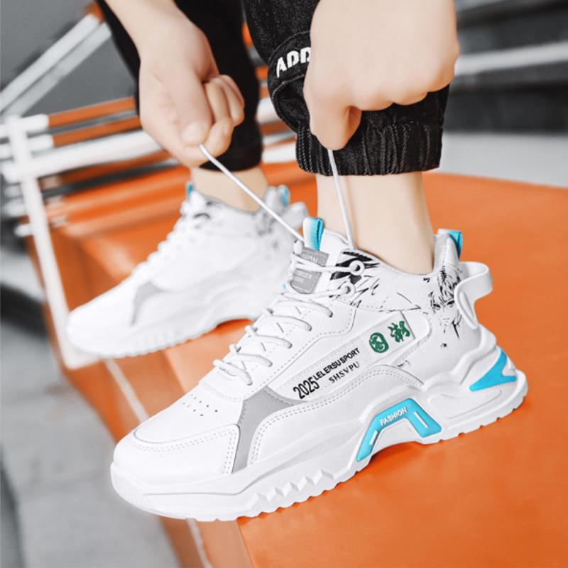 Summer New Men's Sneakers Student High-Top Running Casual Shoes Korean Style Platform Lightweight Male Vulcanized Shoes 2025