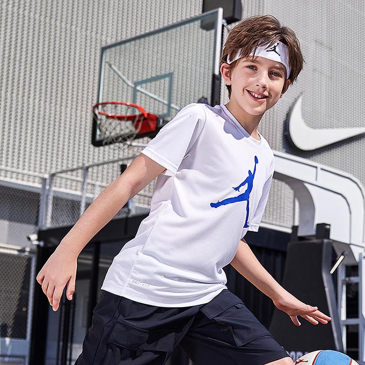 Jordan T Shirt White/Marina Blue Kids' JD2222048